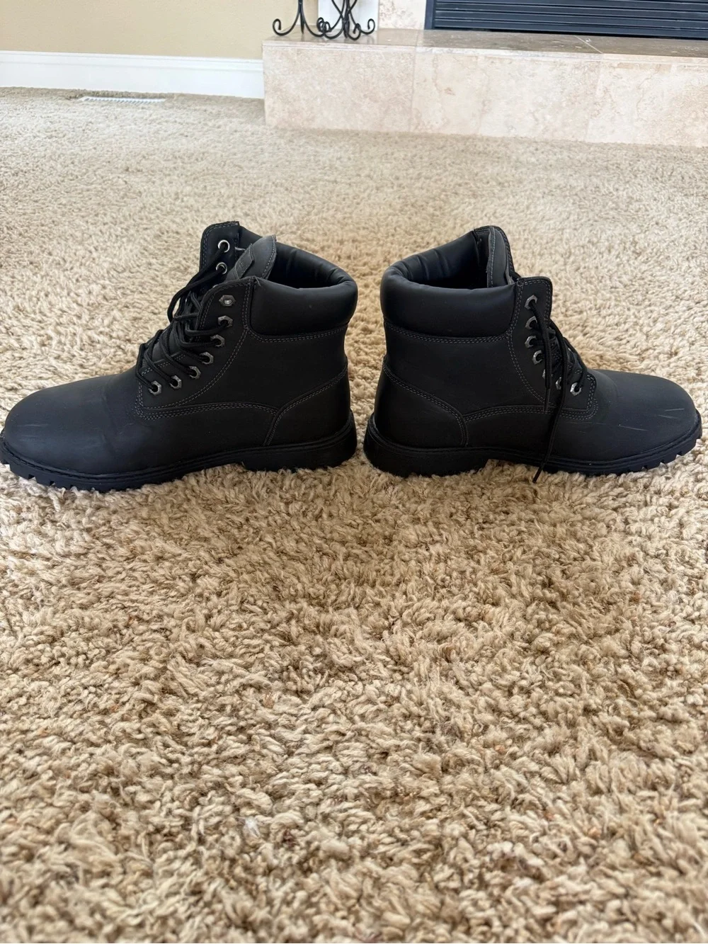 U.S. Polo Assn. Men's Black Lace-Up Work Boots with Treaded Outsole